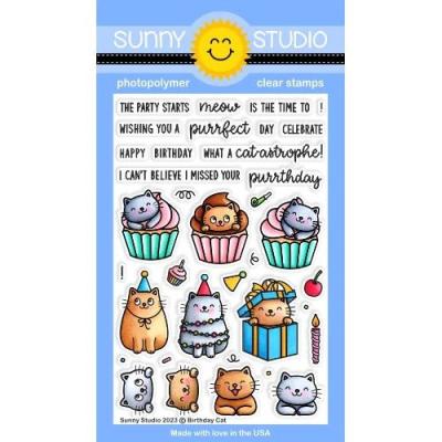 Sunny Studio Clear Stamps - Birthday Cat